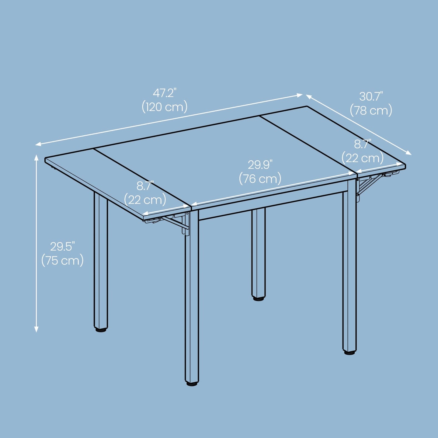 Folding Dining Table - Engineered Wood - Natural Oak - Drop Leaf Extendable for Small Spaces