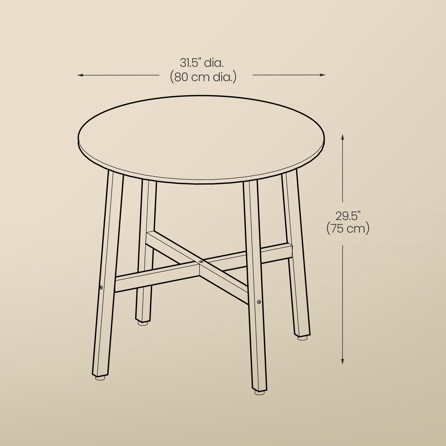 Round Dining Table - Wood - Rustic Brown and Black