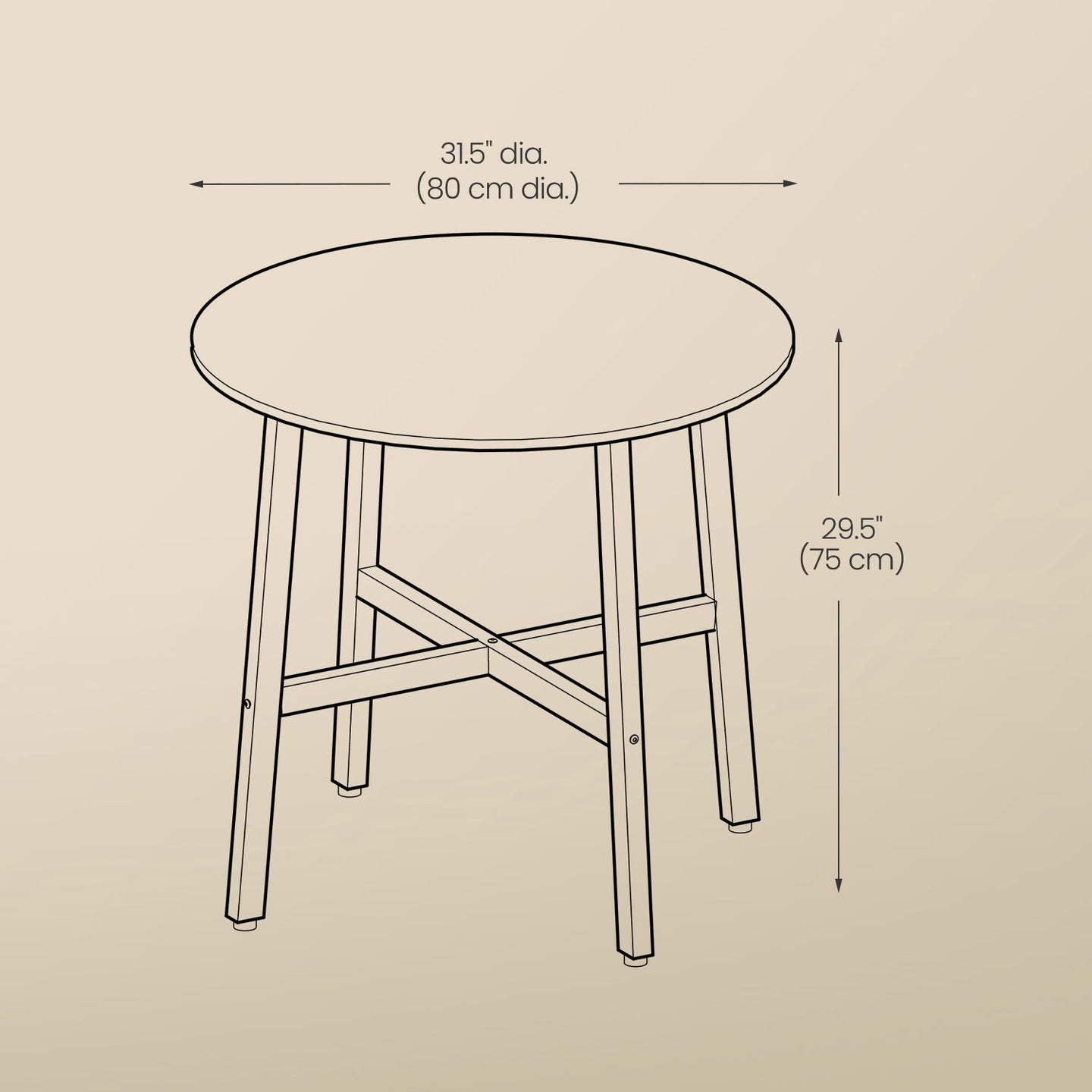 Round Dining Table - Wood - Rustic Brown and Black