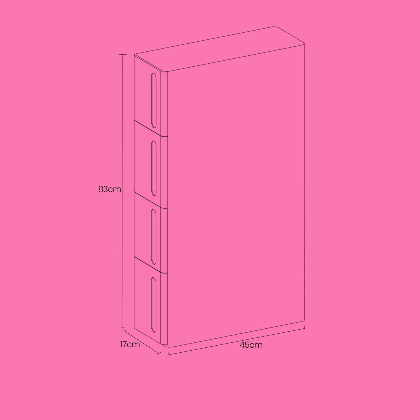 Narrow Rolling Trolley - PP - White - 4 Drawer Storage Unit with Removable Wheels