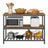 Kitchen Island - Steel - Rustic Brown and Black - Large Worktop and Stable Structure