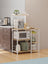 Baker's Rack - Metal - Greige and Black - Multi-functional Kitchen Storage with Wire Basket and S-Hooks