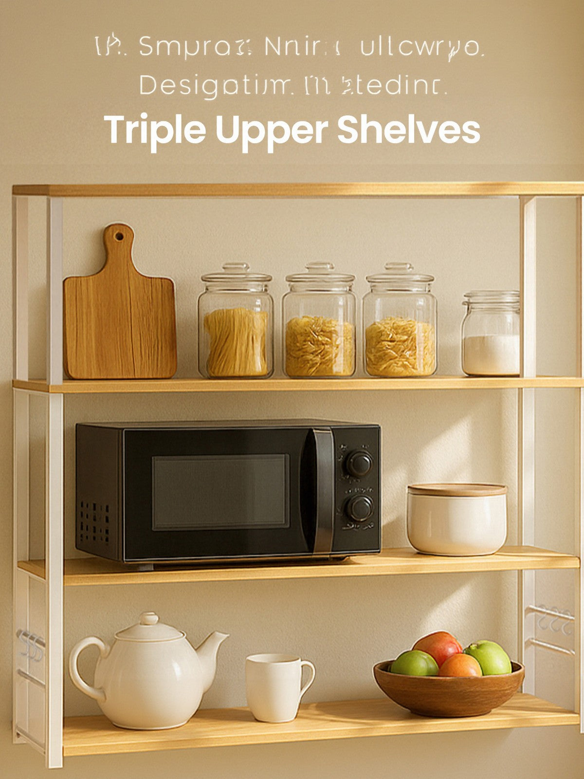 Baker’s Rack - Metal - Rustic Brown and Black - 6-Tier Kitchen Storage with Hooks