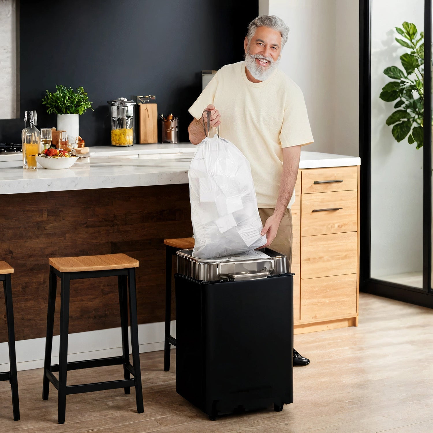 Heavy-Duty Drawstring Trash Bags - Plastic - White - 4-5.3 Gallon Capacity