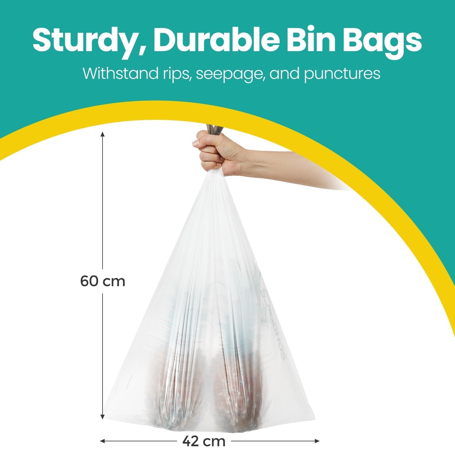Heavy-Duty Drawstring Trash Bags - Plastic - White - 120-Piece for 4-5.3 Gallon Kitchen Waste