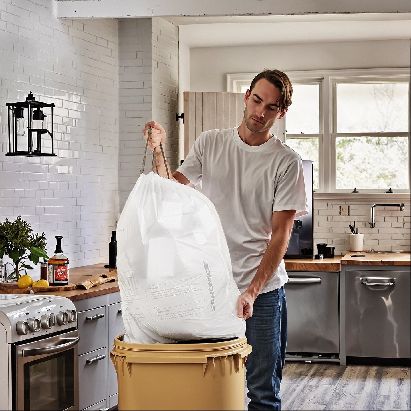 Drawstring Trash Bags - White - 8 Gallon
