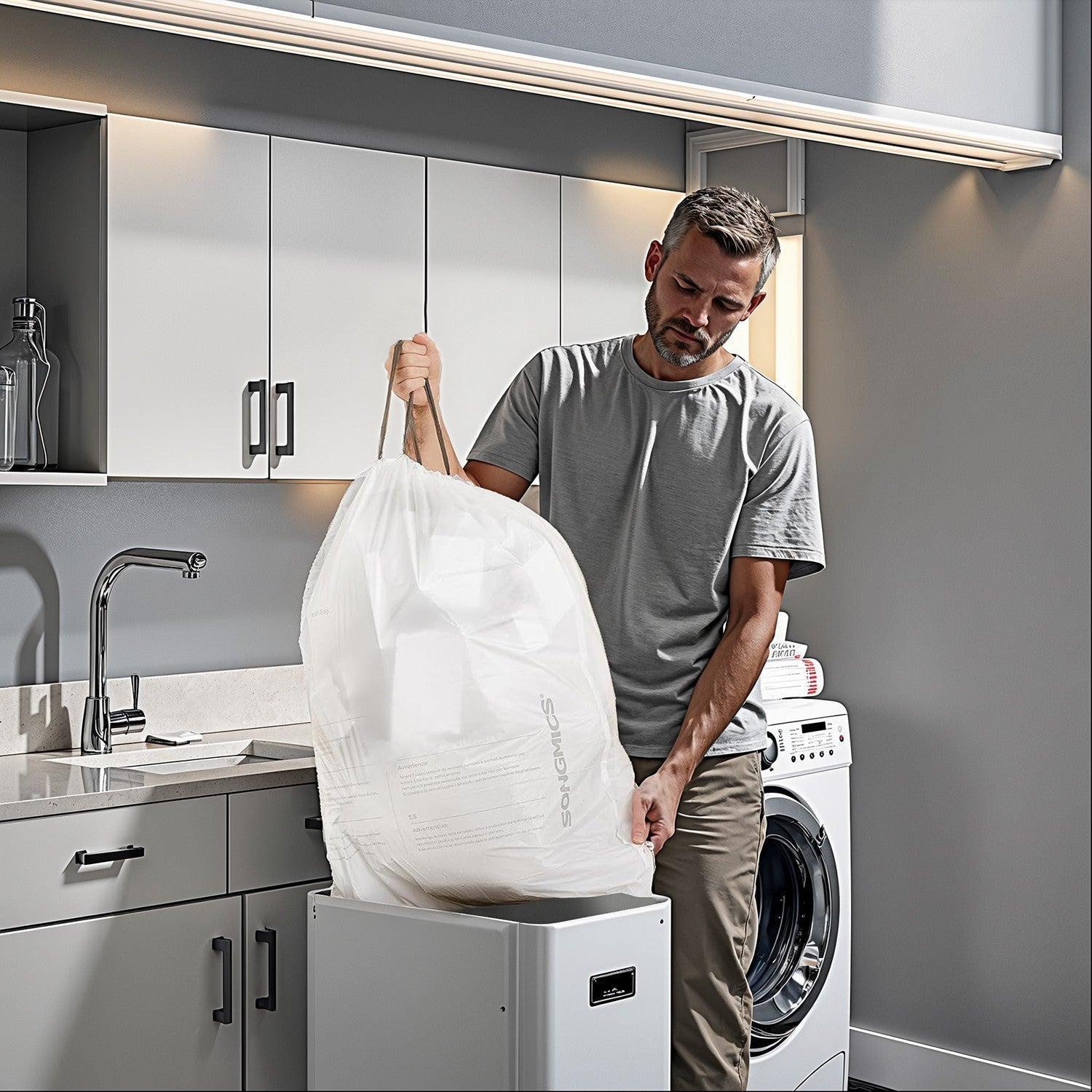 Drawstring Trash Bags - White - 8 Gallon
