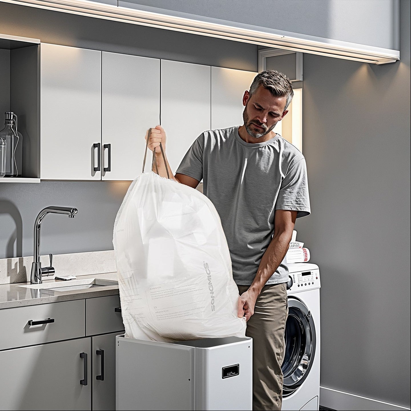 Drawstring Trash Bags - White - 8 Gallon