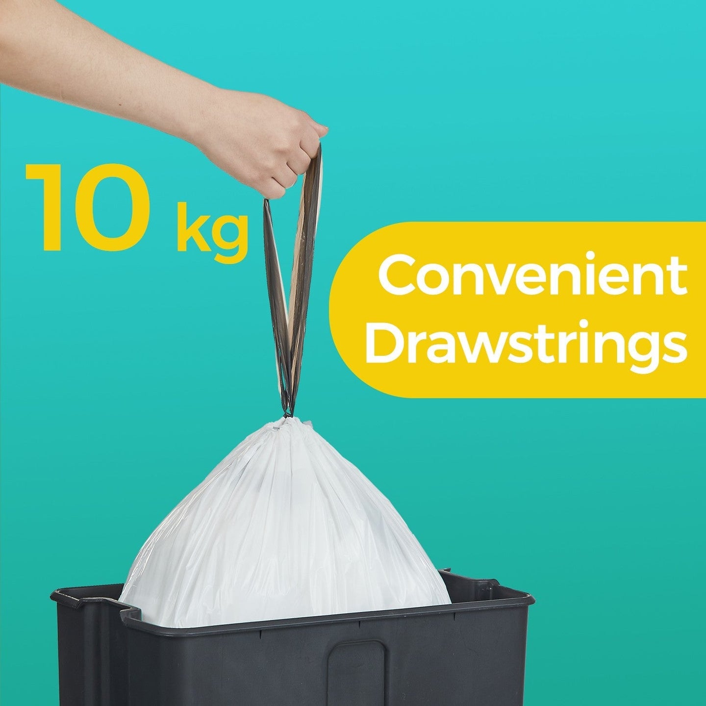 Drawstring Trash Bags - White - 8 Gallon