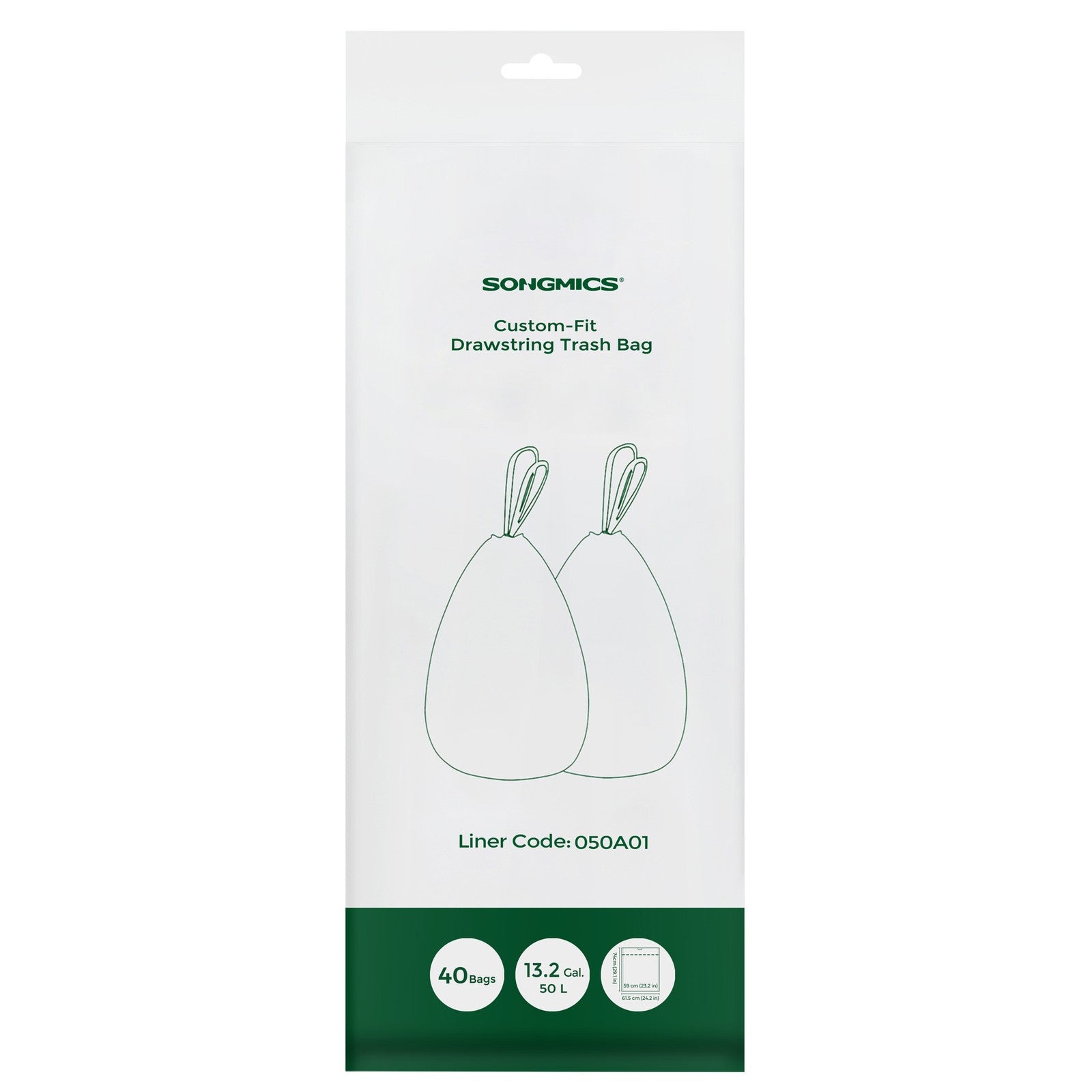 Trash Can Liners - Heavy-Duty Plastic - White - 13-Gallon Drawstring Design