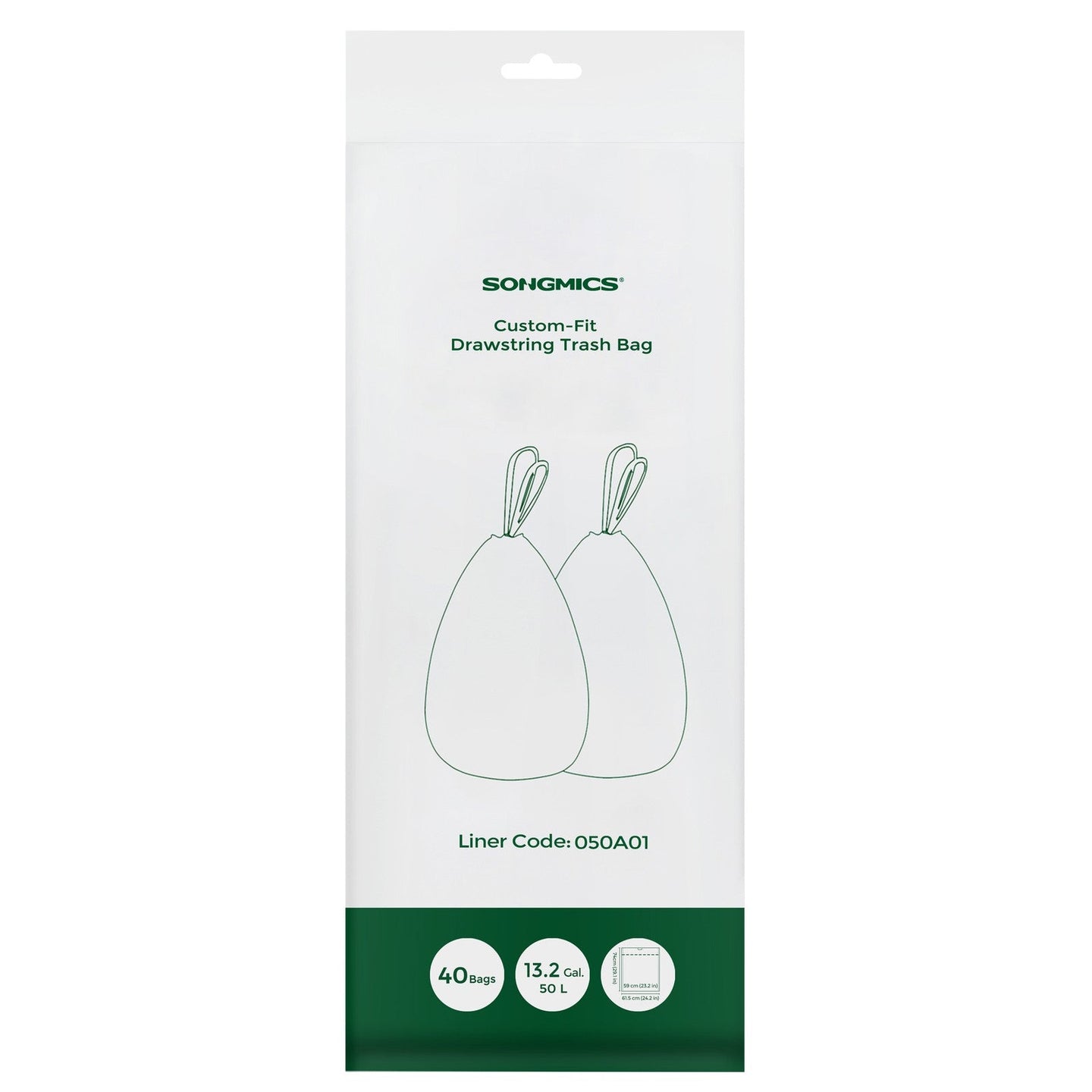 Trash Can Liners - Heavy-Duty Plastic - White - 13-Gallon Drawstring Design
