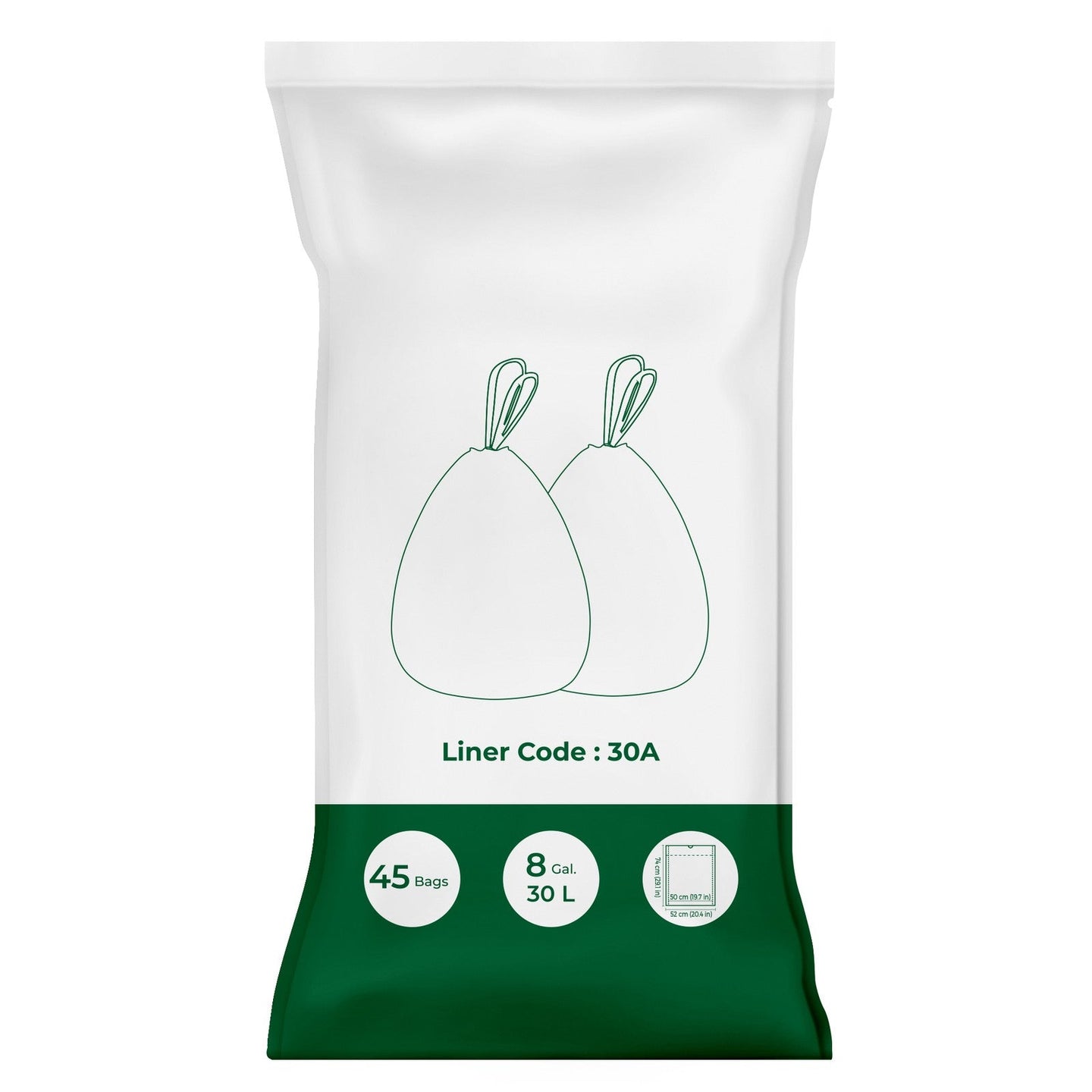 Drawstring Trash Bags - 1 Roll - White - Robust and Watertight