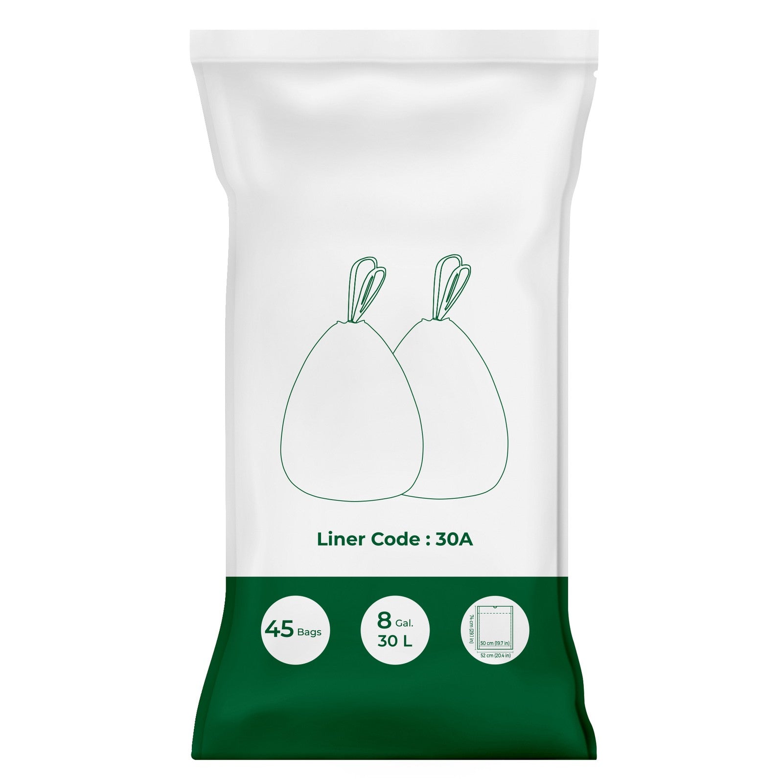 Drawstring Trash Bags - Plastic - White - Custom-Fit for 8-Gallon Bins