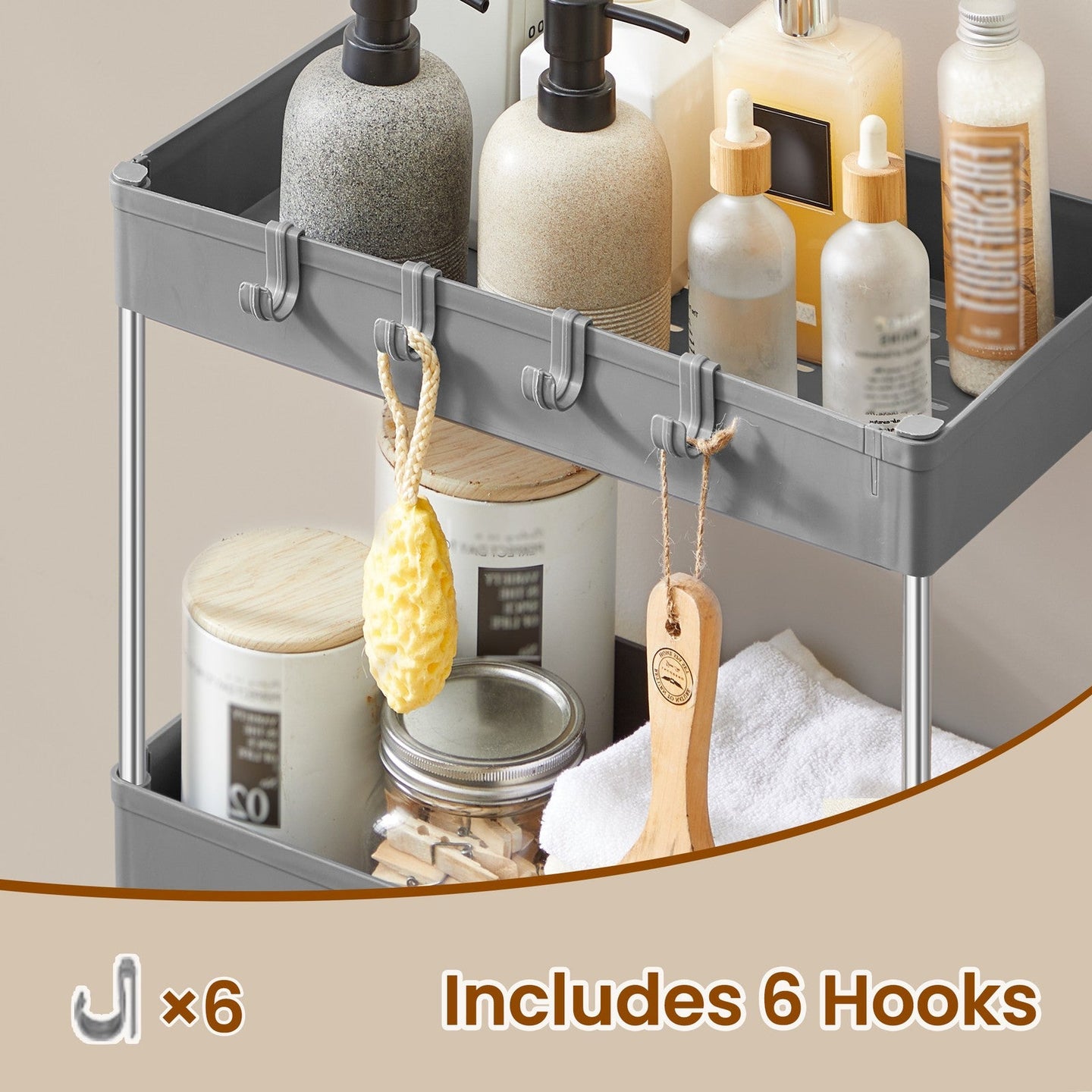Utility Rolling Cart - 3-Tier - PP Plastic - Mobile & Space-Saving