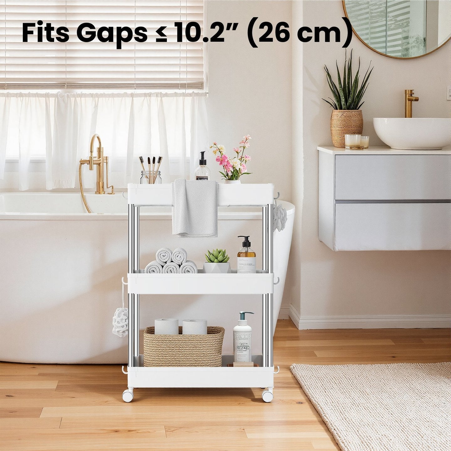 Utility Rolling Cart - 60L - PP Plastic - 3-Tier Storage