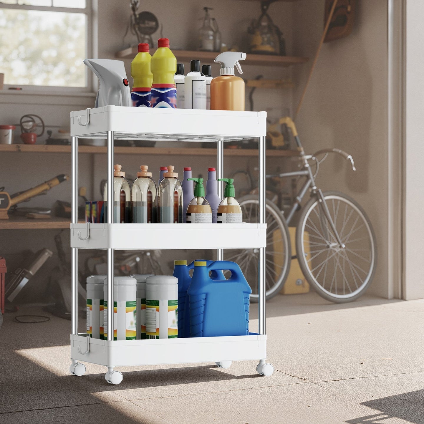 Utility Rolling Cart - 60L - PP Plastic - 3-Tier Storage