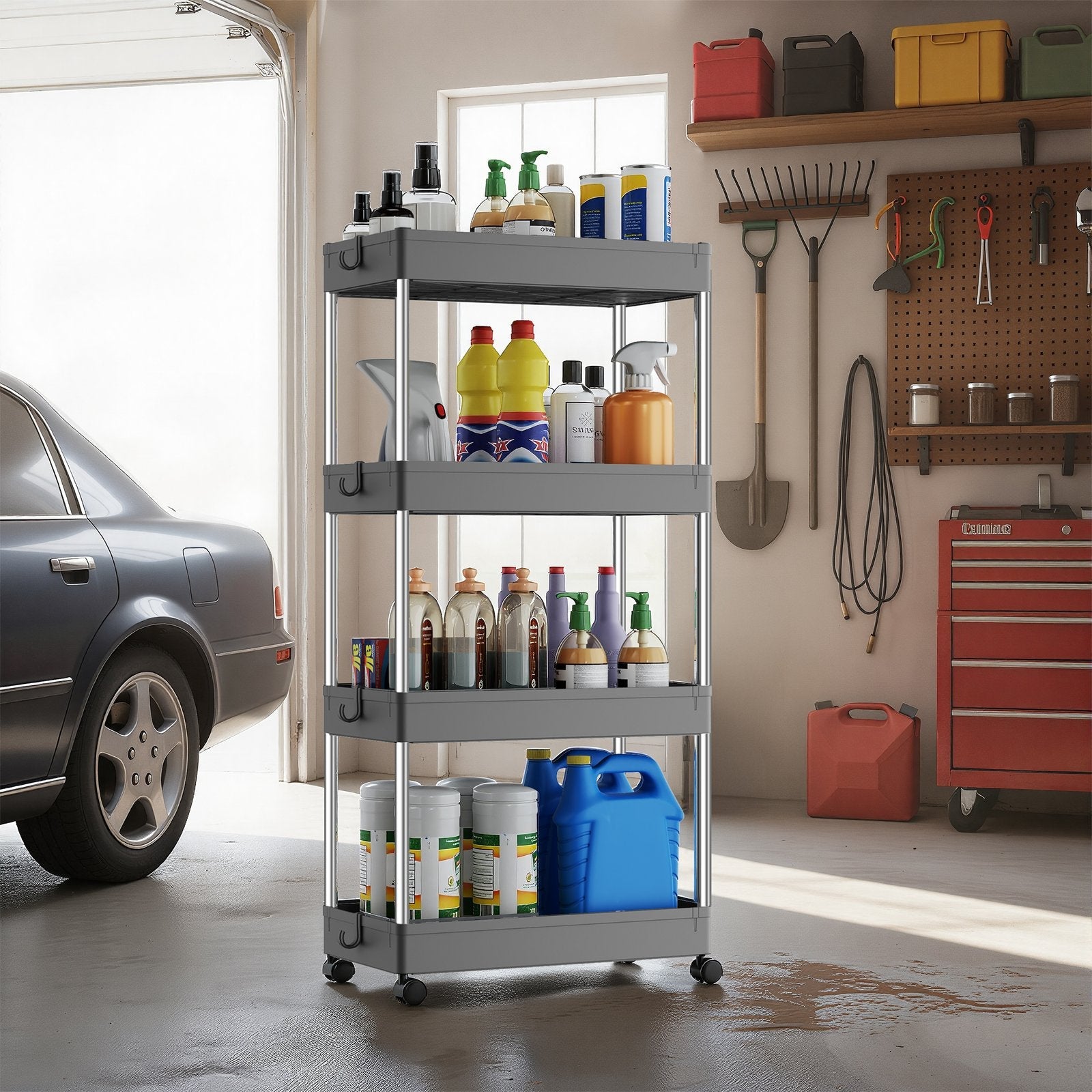 Utility Rolling Cart - 40L - PP Plastic - 4-Tier Storage