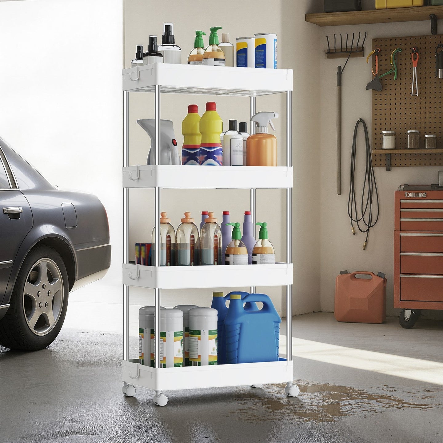 4-Tier Storage Trolley - 86L - Plastic - Rolling Cart
