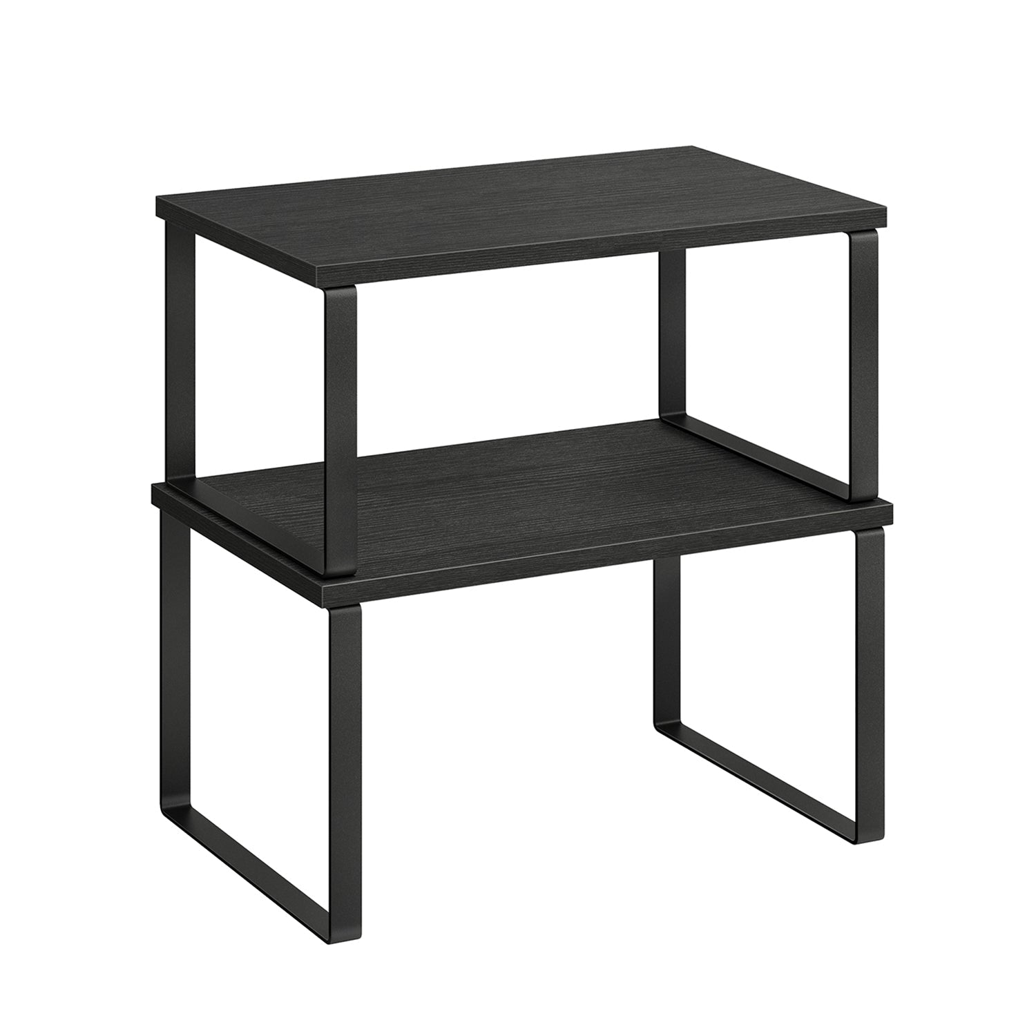 Set of 2 Cupboard Shelf Organisers - Metal - Ink Black - Expandable and Stackable