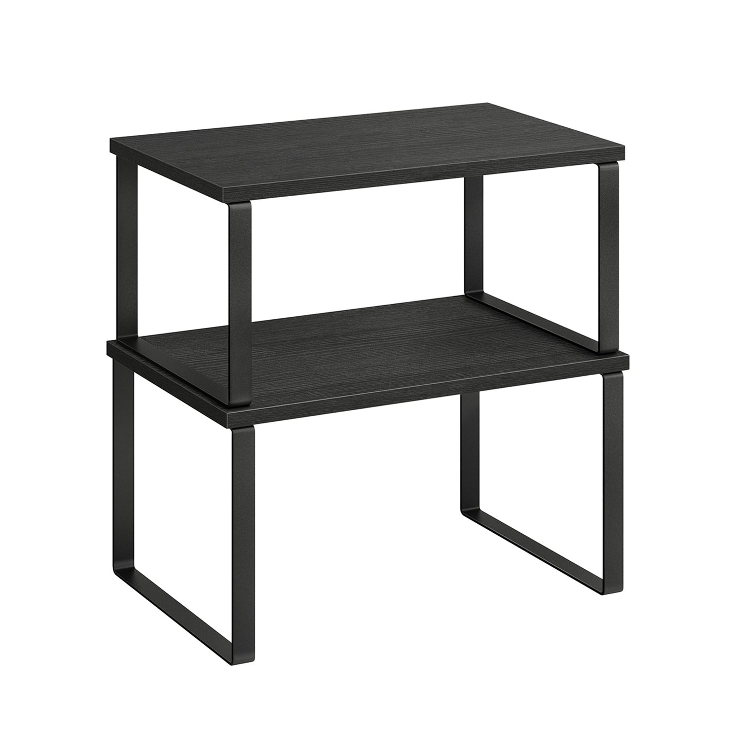 Set of 2 Cupboard Shelf Organisers - Metal - Ink Black - Expandable and Stackable