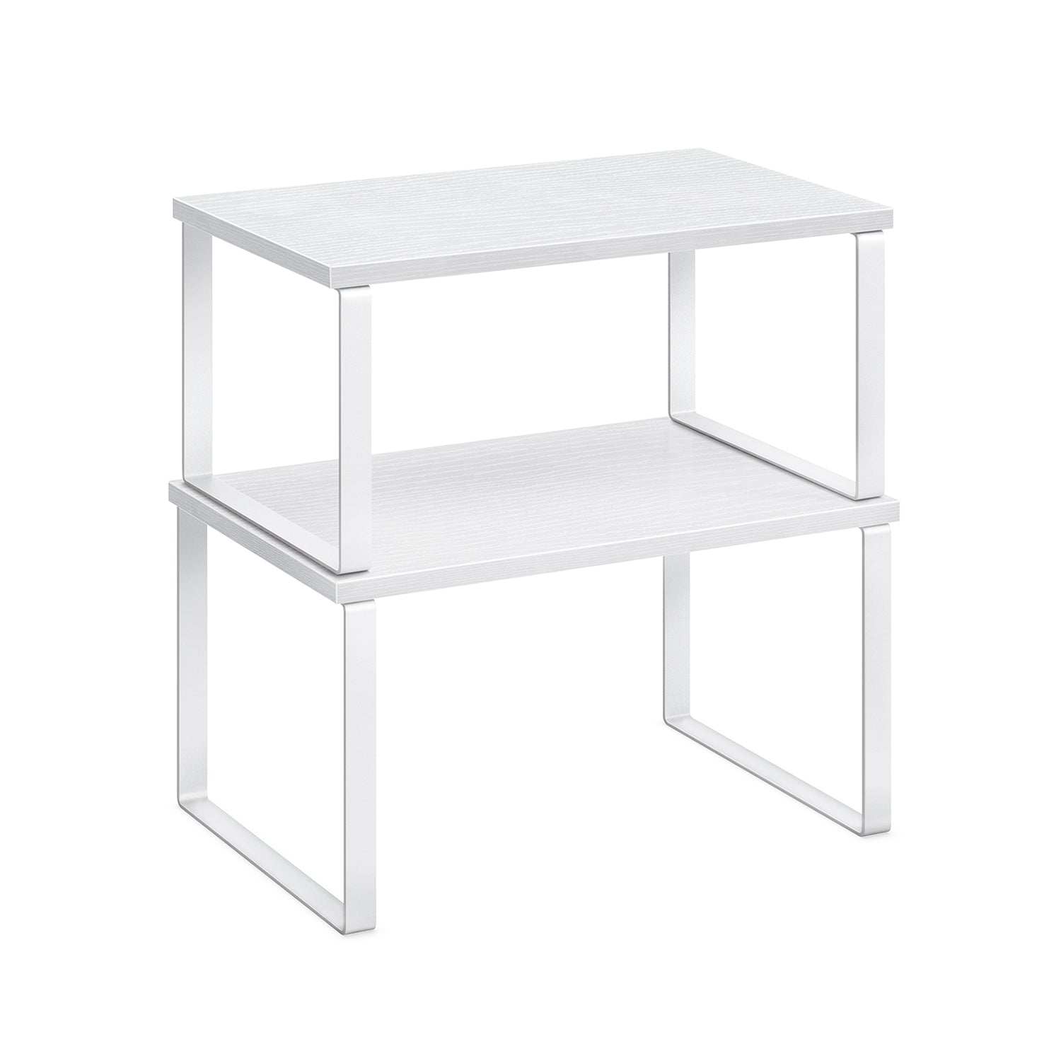 Set of 2 Cupboard Shelf Organisers - Metal - Cloud White - Expandable and Stackable
