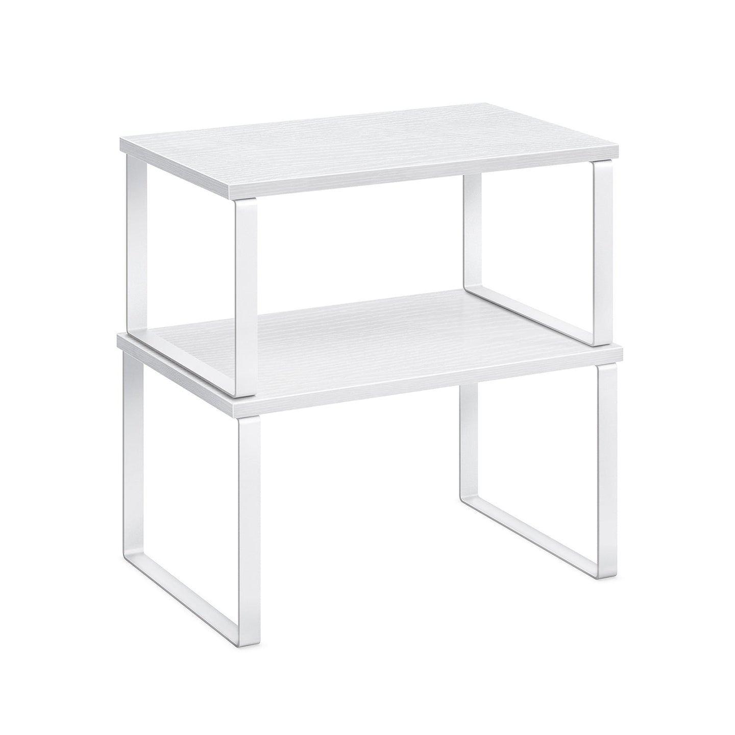 Set of 2 Cupboard Shelf Organisers - Metal - Cloud White - Expandable and Stackable