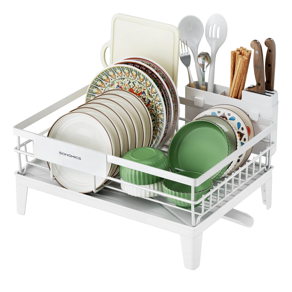 Dish Drying Rack for Kitchen Counter - Steel and Plastic - Cloud White