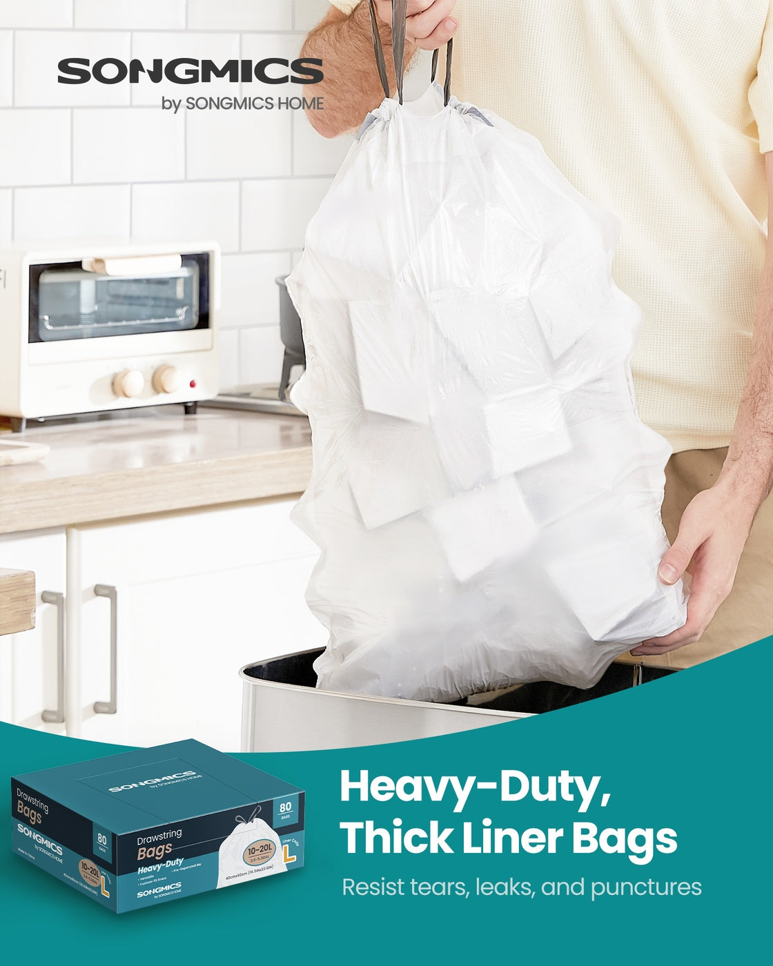 Bin Bags Rubbish Bags - MDPE Plastic - Cream White