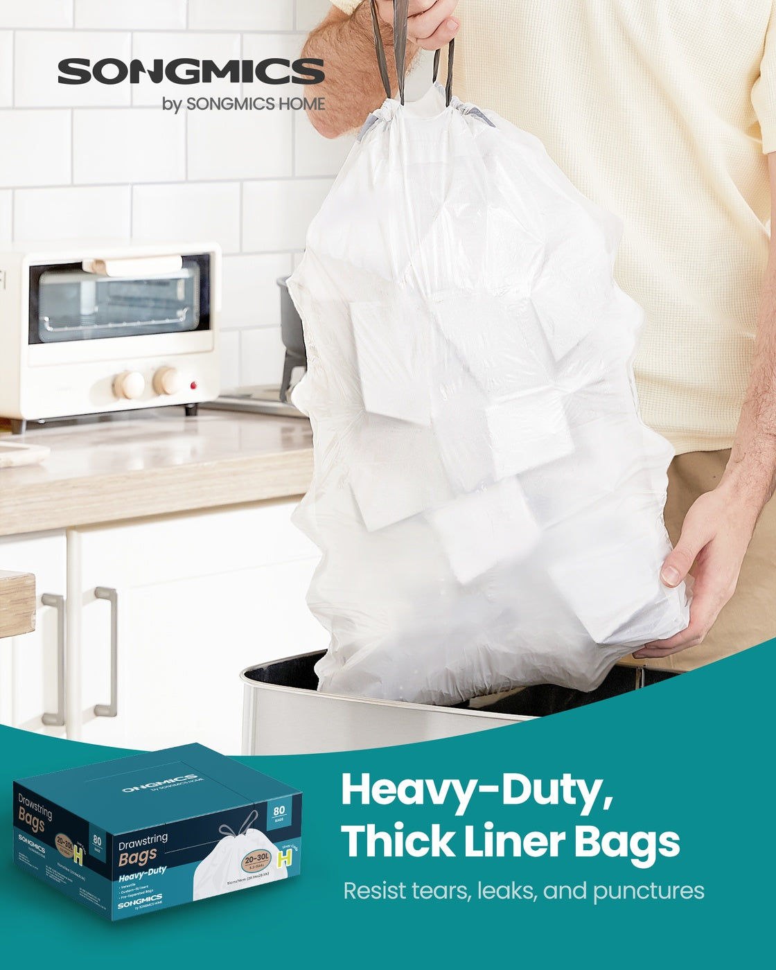 Bin Bags Rubbish Bags - MDPE Plastic - Cream White