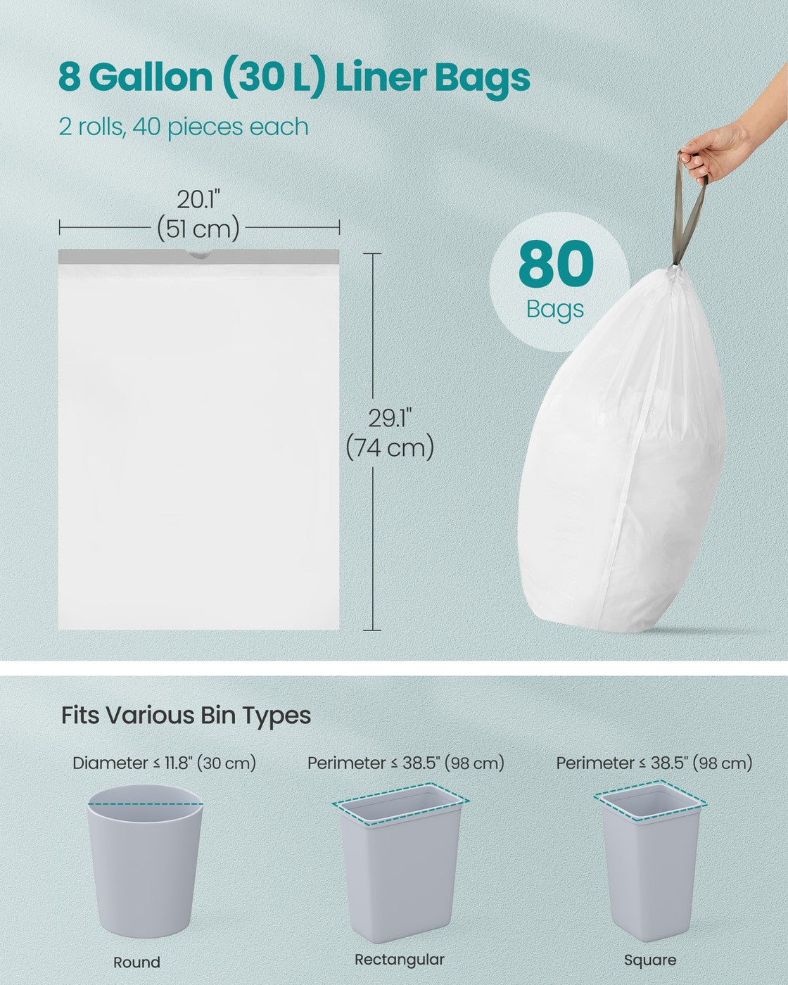 Bin Bags Rubbish Bags - MDPE Plastic - Cream White