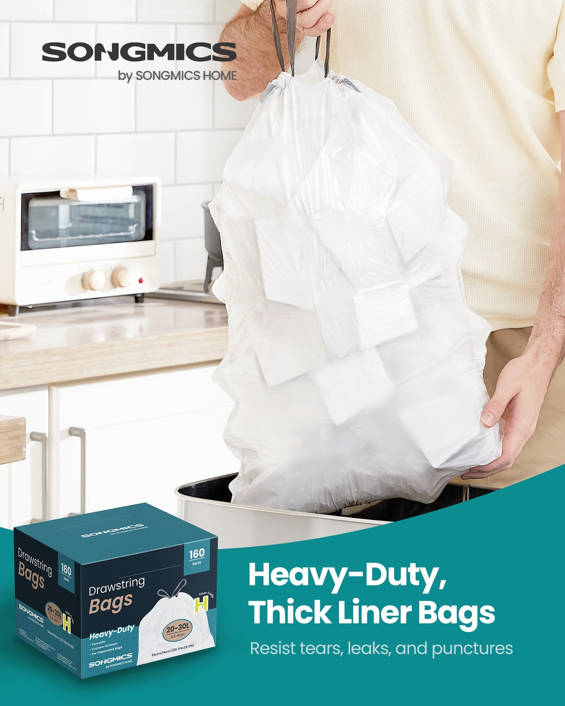 Bin Bags Rubbish Bags - MDPE Plastic - Cream White