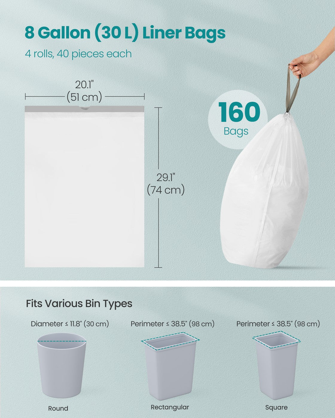 Bin Bags Rubbish Bags - MDPE Plastic - Cream White