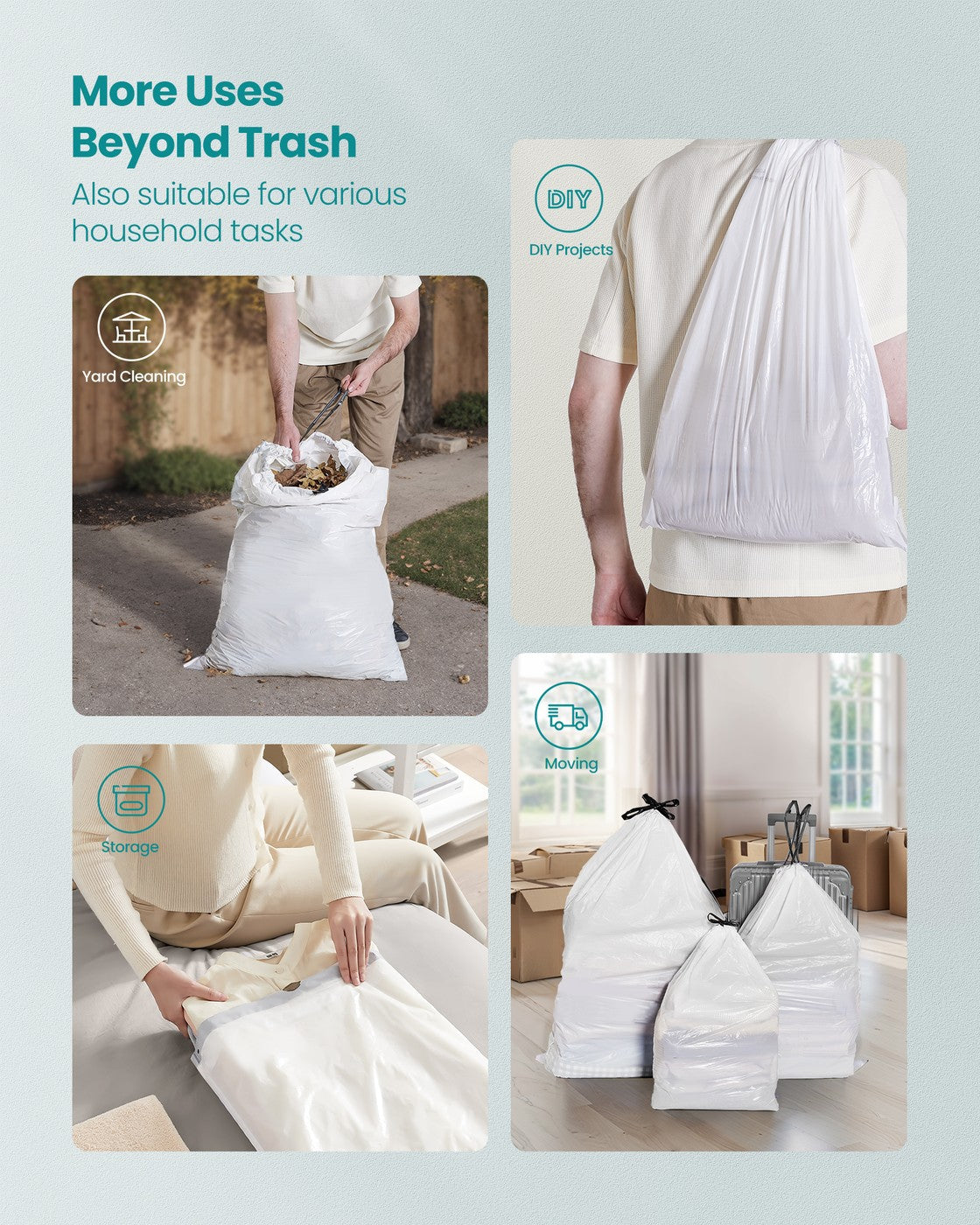 Rubbish Bags - MDPE Plastic - Cream White
