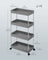 4-Tier Storage Trolley - Plastic and Stainless Steel Tubes - Dove Grey