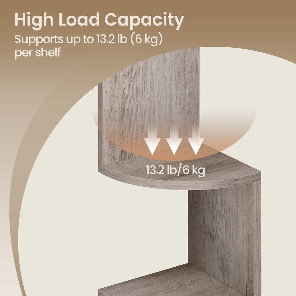 5-Tier Floating Corner Shelf - Particleboard - Zigzag Design