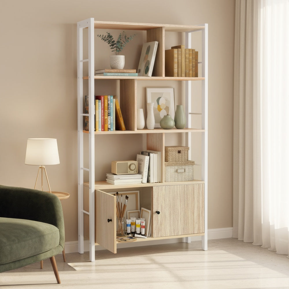 Storage Shelf - Wood and Steel - Natural