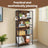 Bookcase - Steel - Rustic Brown and Black - 4-Tier Design with S-Shaped Hooks