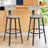 Bar Stools Set of 2 - Heavy-Duty Steel - Rustic Brown and Black - Bar Height with Backrest