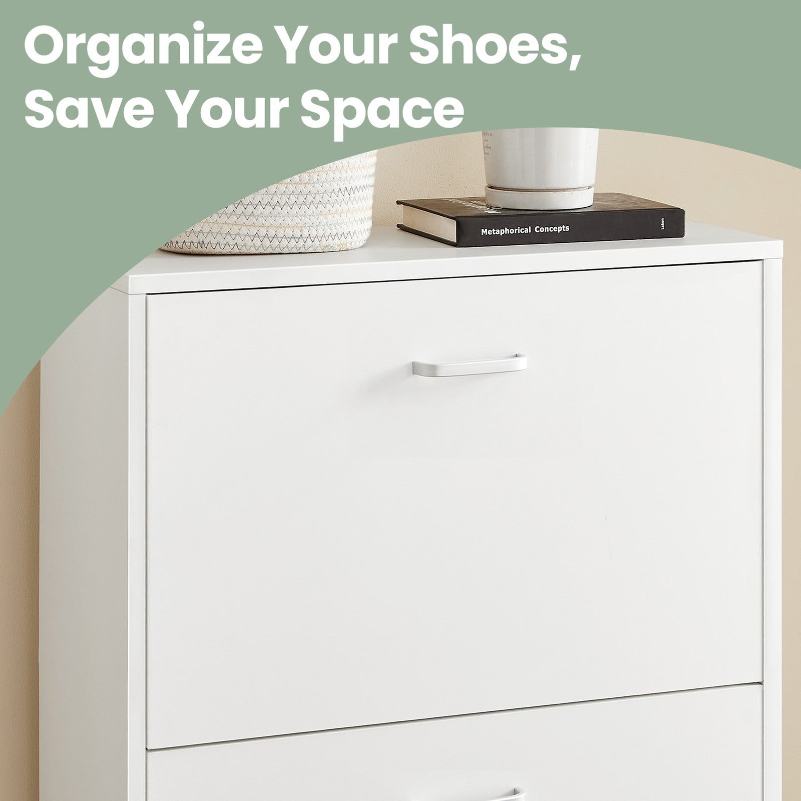 Shoe Cabinet - 60L - Chipboard with Melamine Veneer - 2 Flip Doors