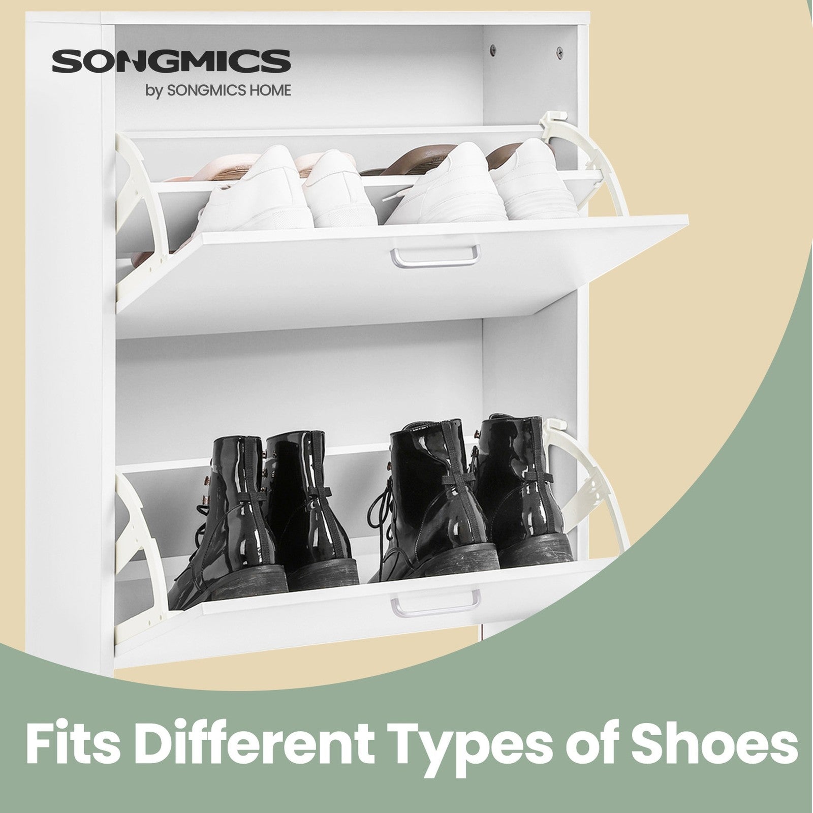 Shoe Cabinet - 60L - Chipboard with Melamine Veneer - 2 Flip Doors