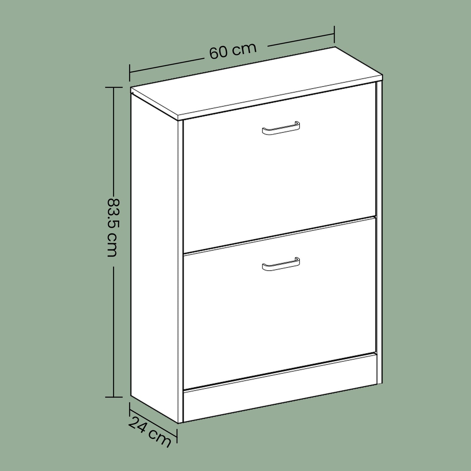 Shoe Cabinet - 60L - Chipboard with Melamine Veneer - 2 Flip Doors
