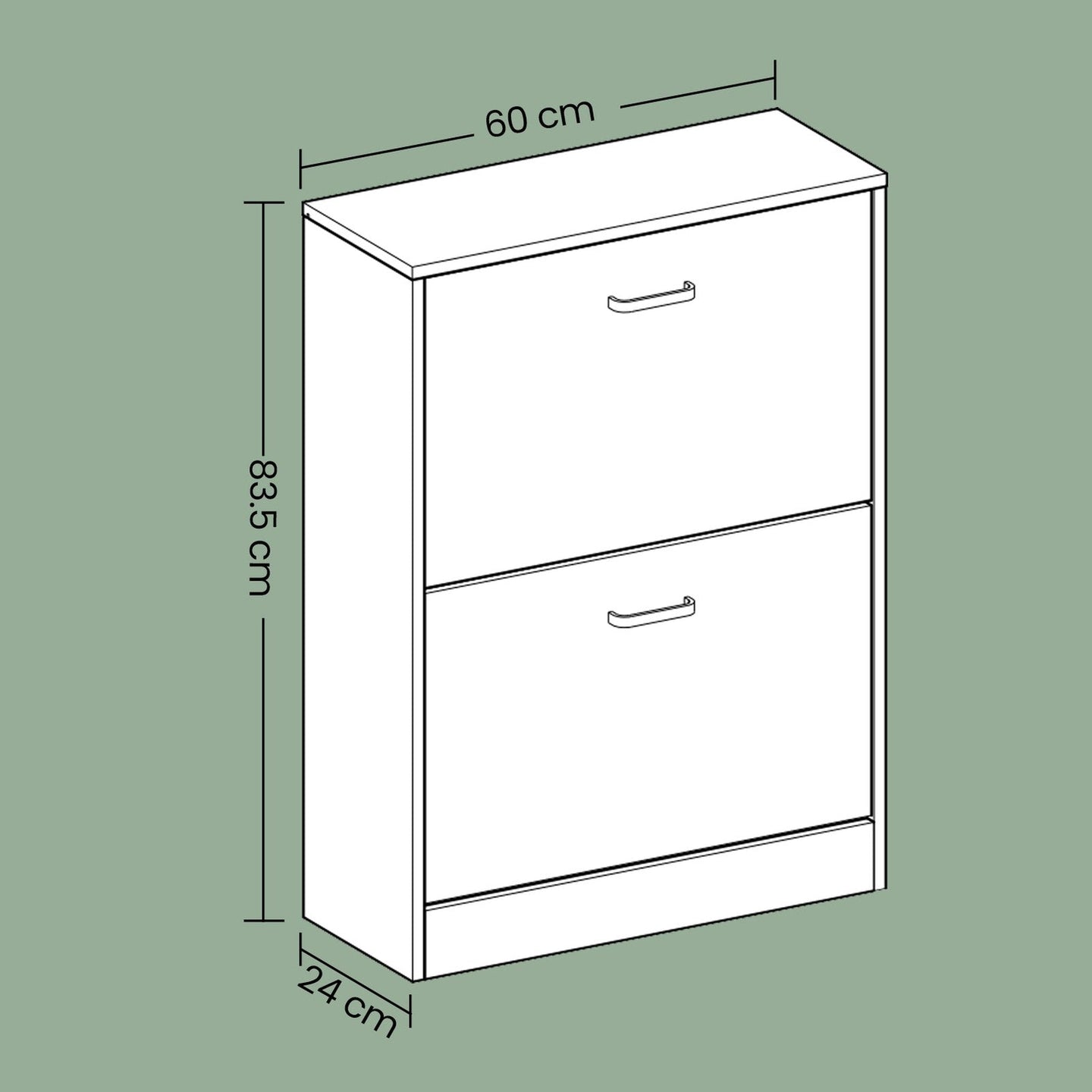 Shoe Cabinet - 60L - Chipboard with Melamine Veneer - 2 Flip Doors