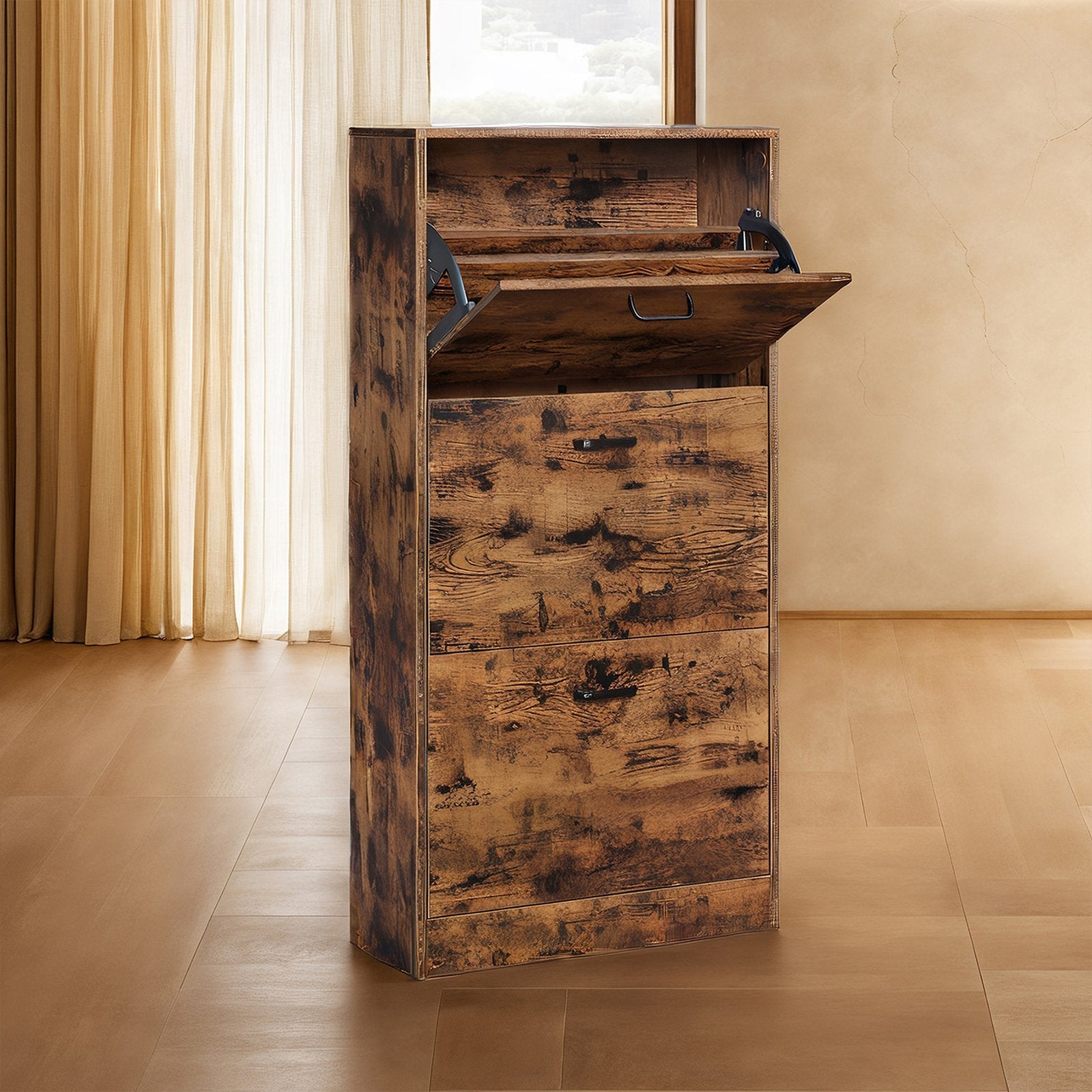 Shoe Cabinet - 60L - Particleboard - 3 Flip Doors