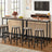 Bar Stools - Set of 2 with Footrest - Wood - Oak Beige and White
