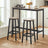 Bar Stools - Set of 2 with Footrest - Wood - Oak Beige and White