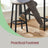 Bar Stools - Set of 2 with Footrest - Wood - Oak Beige and White