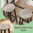 Bar Stools - Set of 2 with Footrest - Wood - Oak Beige and White
