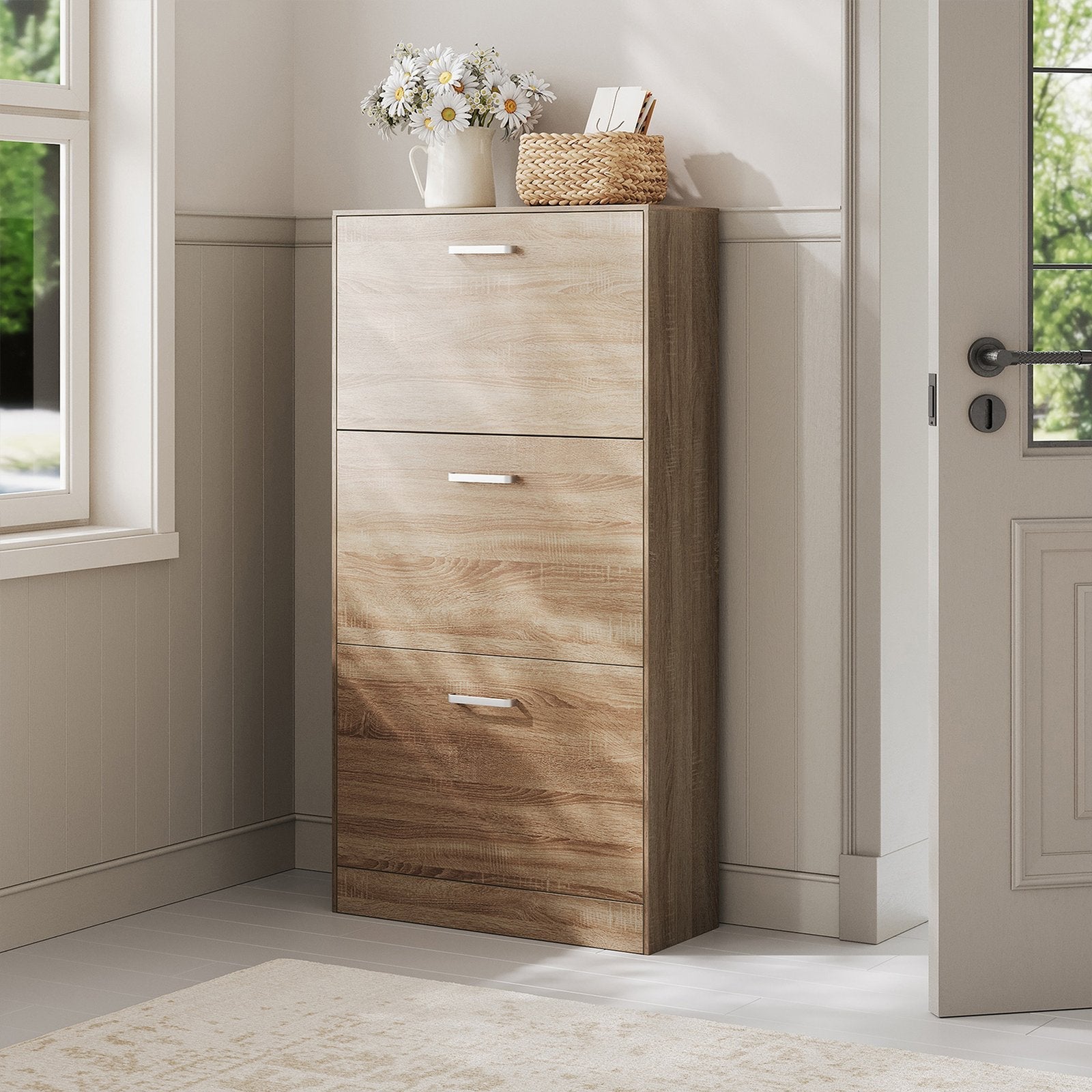 Shoe Cabinet - 60L - Particleboard - 3-Tier Storage