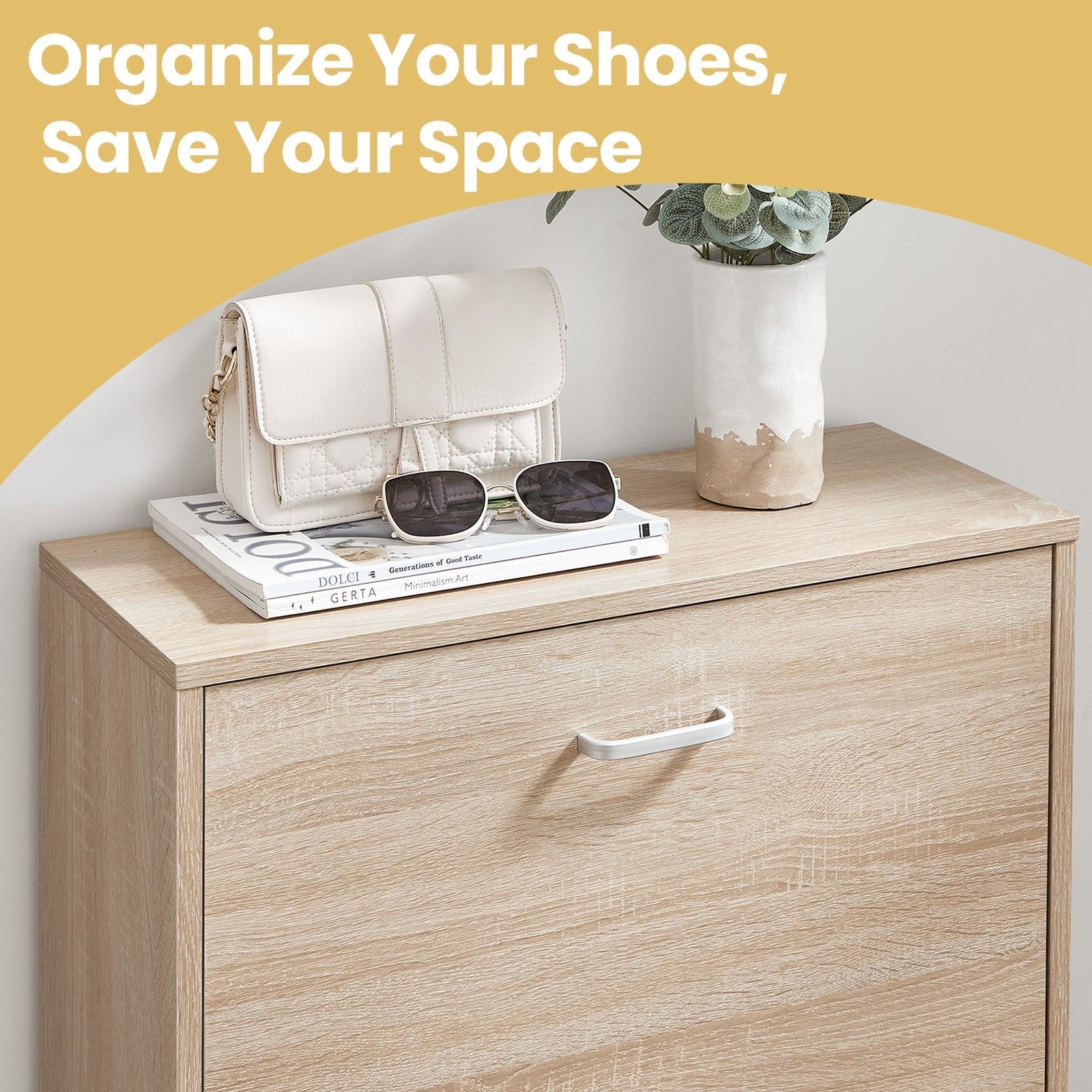 Shoe Cabinet - 60L - Particleboard - 3-Tier Storage
