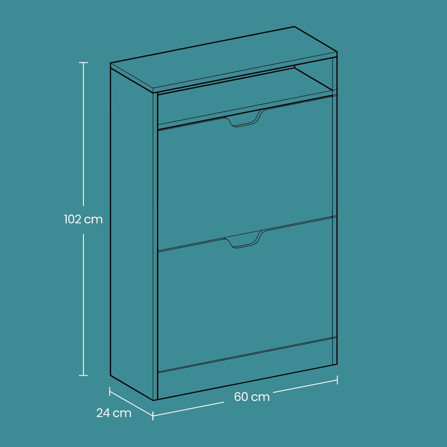 Shoe Cabinet - Melamine Veneer - Rustic Brown - Slim Design with Open Shelf and Two Flaps
